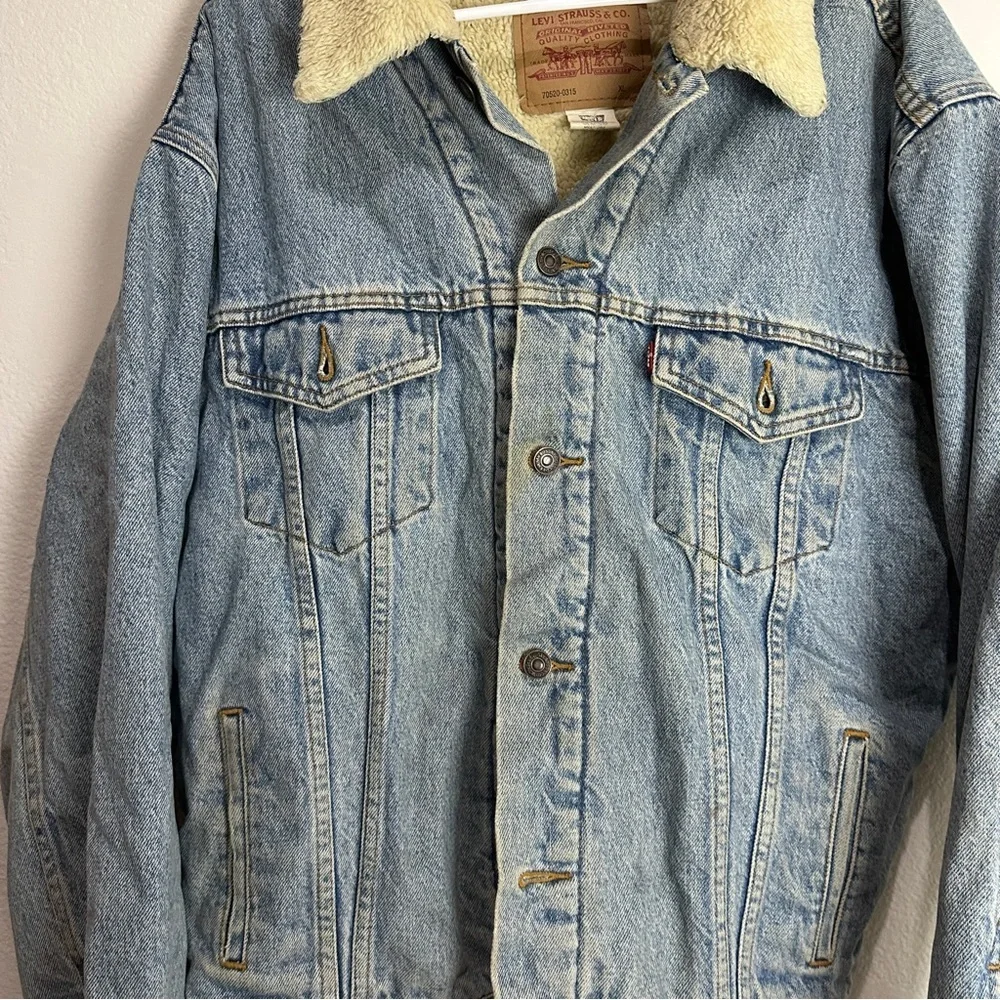 Levis Denim Sherpa Jean Jacket Relaxed Trucker Coat Vintage Size XL